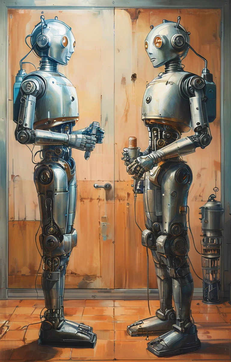 masterpiece,best quality,<lora:tbh249-sdxl:0.9>,illustration, portrait of Housework robots