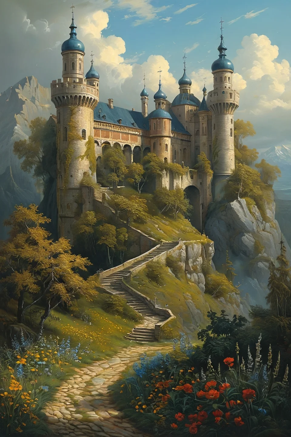 Baroque, Baroque, landscape,creator landscape, "an old english castle covered by plants with moody and cinematic lighting by greg ruthkowski and simon stalenhag jama jurabaev, cinematic and atmospheric, concept art, artstation, trending on artstation",
<lora:clear:0.15> style of Michael Cheval.
<lora:greg_rutkowski_xl_2:0.3> greg rutkowski,
clear <lora:tbh129-sdxl:0.3>,
<lora:extremely_detailed:0.7> extremely detailed ,
<lora:add-detail-xl:0.7>,, Fantasy painting art style, imaginative, dynamic composition, professional-grade execution, creates immersive world and landscape, painterly, epic, magical, dramatic, exuberant, grandeur, baroque art, oil painting art style from Renaissance period, masterful composition, Renaissance mood, renaissance oil painting, brush strokes, dramatic, exuberant, grandeur, baroque art