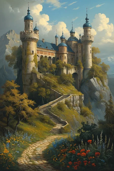 Baroque, Baroque, landscape,creator landscape, "an old english castle covered by plants with moody and cinematic lighting by greg ruthkowski and simon stalenhag jama jurabaev, cinematic and atmospheric, concept art, artstation, trending on artstation",
<lora:clear:0.15> style of Michael Cheval.
<lora:greg_rutkowski_xl_2:0.3> greg rutkowski,
clear <lora:tbh129-sdxl:0.3>,
<lora:extremely_detailed:0.7> extremely detailed ,
<lora:add-detail-xl:0.7>,, Fantasy painting art style, imaginative, dynamic composition, professional-grade execution, creates immersive world and landscape, painterly, epic, magical, dramatic, exuberant, grandeur, baroque art, oil painting art style from Renaissance period, masterful composition, Renaissance mood, renaissance oil painting, brush strokes, dramatic, exuberant, grandeur, baroque art