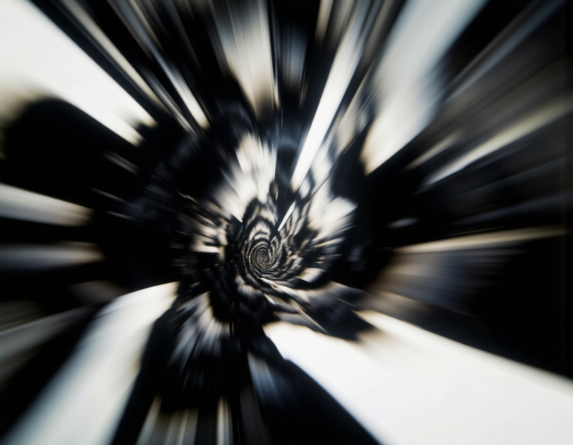 <lora:Blur:0.85> blur, Highly detailed, photorealistic 8k image of an optical illusion incorporating motion blur. The design consists of geometric shapes in contrasting colorsâmatte black, glossy white, and metallic silverâarranged to distort perspective. Motion blur is selectively applied to certain elements to amplify the sense of movement, with streaks of light and shadow adding to the surreal and disorienting effect. The image is sharply focused to highlight the intricate textures and details. . 35mm photograph, film, bokeh, professional, 4k, highly detailed