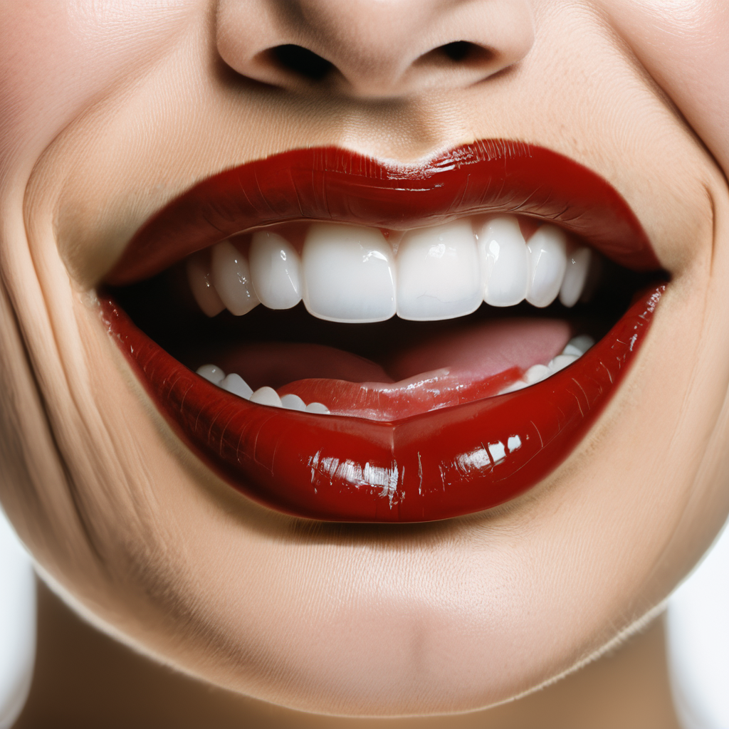 Ee mouth, woman <lora:Everly_Heights_Talk_Mouth_Pony_XL:1> , lower face, red lips