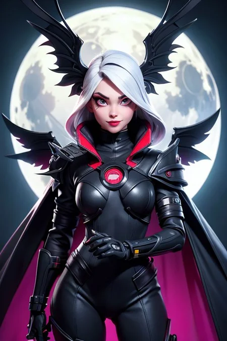 Cyber girl bionic vampire, formidable, white short punk hairstyle, almond-shaped eyes of the moon, scarlet arrows, shimmering skin, good smiles, black fluffy wings, smoke gray, burqa, wire with veil, pieces of carbon with platinum, art botanical, , aesthetically pleasing, beautiful, realistic, professional photo, 30mm lens, 1/250s, 4k, high resolution, hyperrealism, art-fantasy, animal art, art nouveau