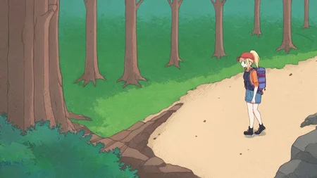 1girl, forest, big backpack, blond, hiking,  SteamSummerSales2024  <lora:Steam_Summer_Sales_2024_pony_r2:1>