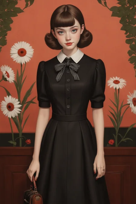 digital painting by Amy Earles and Joseph Stella and Delphin Enjolras in the style of Junji Ito of a cute fit 18 year old model, cinematic fashion shot, hero <lora:EnvyStudioPortraitXL01:0.35>