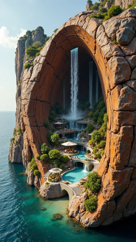 A colossal Insiders Resort Parched with leopard print Walnut, its hull cracked open to reveal a miniature world inside, complete with tiny cities and waterfalls dramatic upward into a Aesthetically Pleasing singularity.        , aidmafluxpro1.1