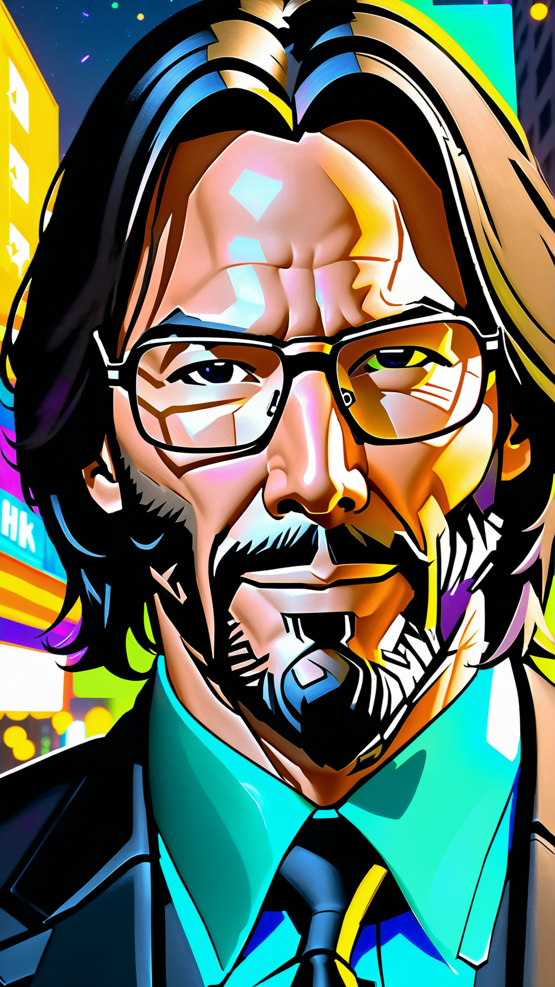 <lora:xl_yamer_style-2.0:1>, photo of john wick in a night city, photorealistic, full body closeup, vibrant, beautiful, crisp, detailed, ultra detailed, intricate, serious face, serious pose, john wick with black glasses, ultra realistic, soft colors, smiling face