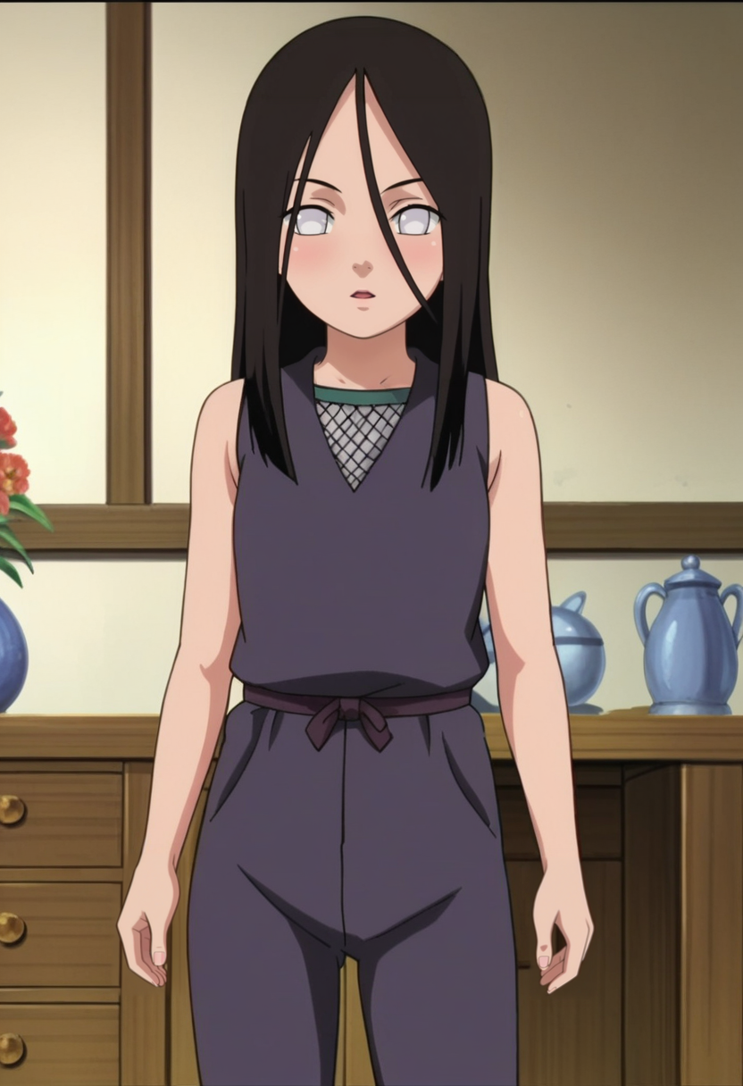 source_anime,anime screencap, anime coloring,intricate details,rating_explicit, masterpiece, best quality,
(best quality, absurd res, ultra detailed),,(4 finger:0.5),1girl, ((solo)), good eyes,perfect eyes,,detailed eyes, zPDXLxxx , zPDXL3, OverallDetail,detailed, detailed face
BREAK
solo,indoors,standing,front view,
hanabi_hyuga, 1girl, white eyes, black hair, long hair, hair between eyes, ninja clothes, sleeveless, fishnets,
, <lora:add-detail-xl:2>  <lora:hanabi:0.8>