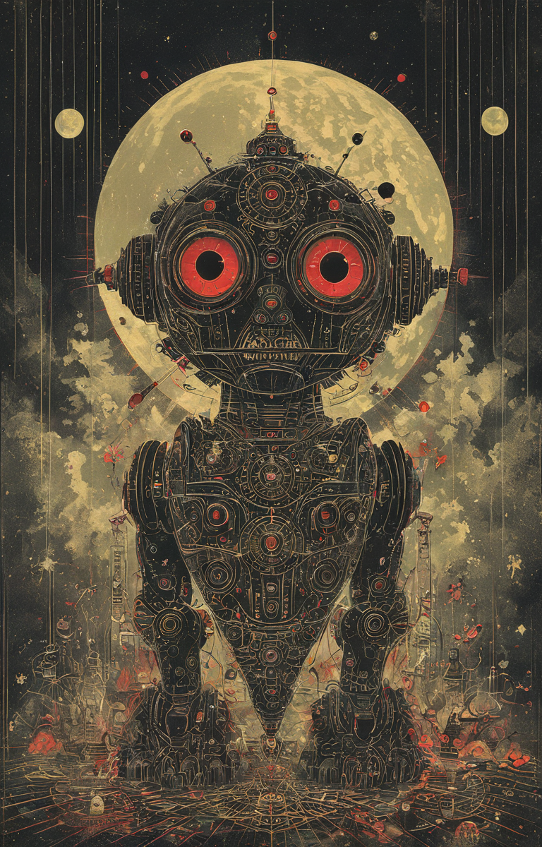 masterpiece,best quality,<lora:tbh36-sdxl:0.9>,illustration, portrait of Housework robots