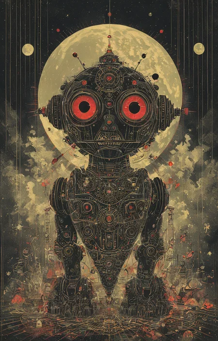 masterpiece,best quality,<lora:tbh36-sdxl:0.9>,illustration, portrait of Housework robots