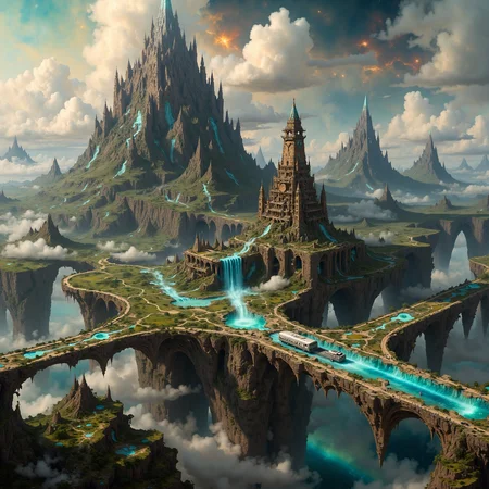 high detail photo of a huge futuristic high-tech city on a foreign planet. in the center there is a gigantic octopuss from structure that streches far into the sky and has glowing lights on various levels. Also big gardens are edged into building. high speed trains on monorails with blue lights lead to the city and come from a tunel in a big mountain in the distance    Convey a sense of adventure and exploration to inspire curiosity and excitement.  detailed background  extremely detailed, ideal for wallpaper art  <lora:flux_hyperkraximalism-balanced:1>