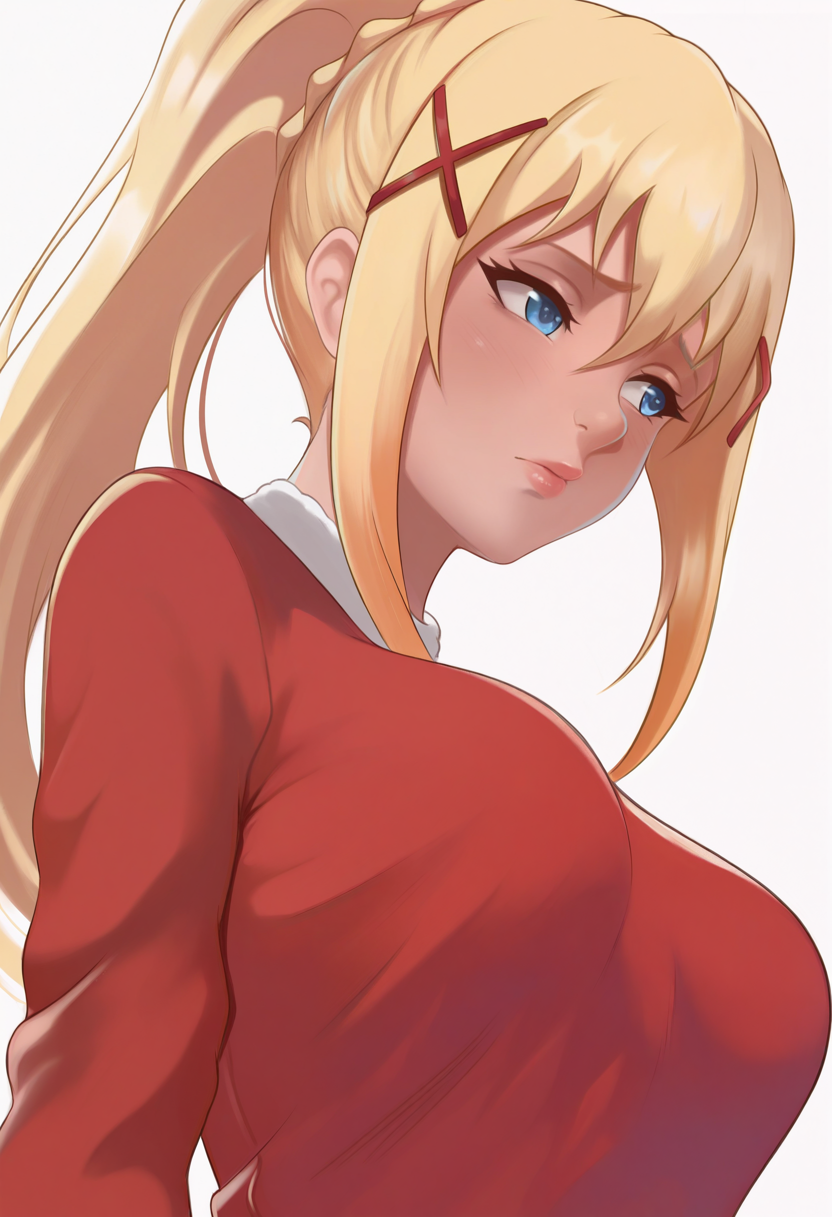 1girl, solo, darkness \(konosuba\), santa costume, sweater, looking to the side, white background, simple background,
masterpiece, best quality, <lora:ExLic-guy90-Illust-Lycorisv1:1> ccilxe