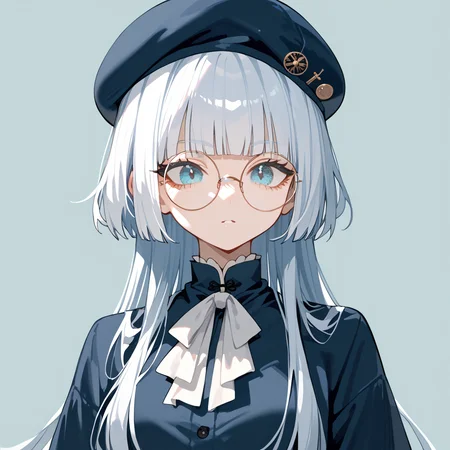 score_9, score_8_up, score_7_up, simple background,
1girl, jfcut, long hair, beret, round eyewear, 
 <lora:jellyfish_haircut_pony_v1:0.5>