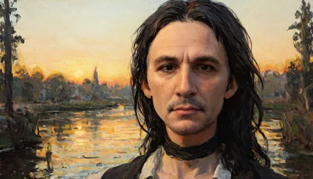 Positiv Clip L
(impressionist painting,:1.4) an award-winning, of a man,
Positive Clip G
(impressionist painting,:1.4) an award-winning, of a skinny Gothic man that captivates the viewer. his dark eyes exude depth and penetration. The dark lips lend a mysterious sensuality to his expression. This close-up captures the intensity and captivating allure of Gothic aesthetics in a single moment, sunset in the background,
---------