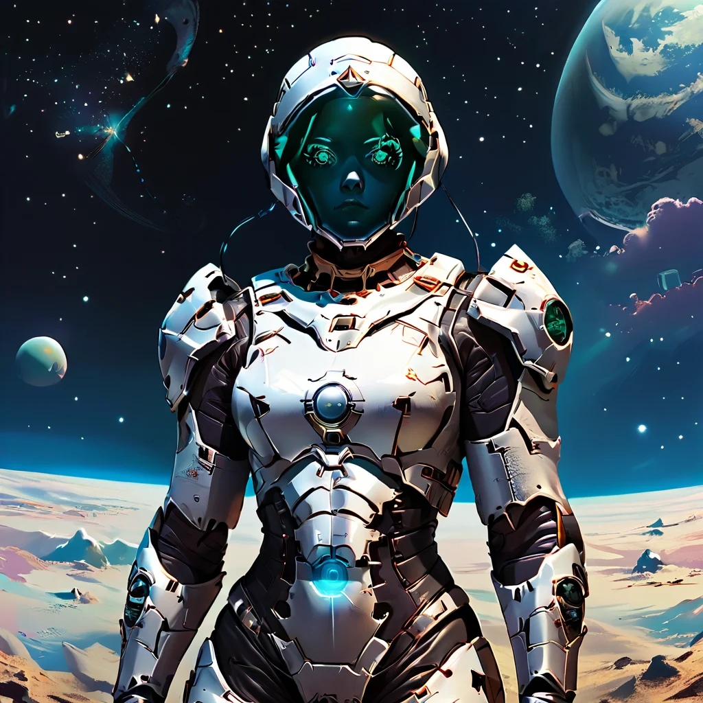 score_9.score_8_up,score_7_up,source_anime,
<lora:Space_clothes-pony-8:0.8> ,
space_space,
no humans,humanoid, android,female focus,solo,looking at viewer,cyberounk ,space armor,helmet,futuristic, star (sky)