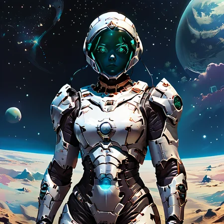 score_9.score_8_up,score_7_up,source_anime,
<lora:Space_clothes-pony-8:0.8> ,
space_space,
no humans,humanoid, android,female focus,solo,looking at viewer,cyberounk ,space armor,helmet,futuristic, star (sky)