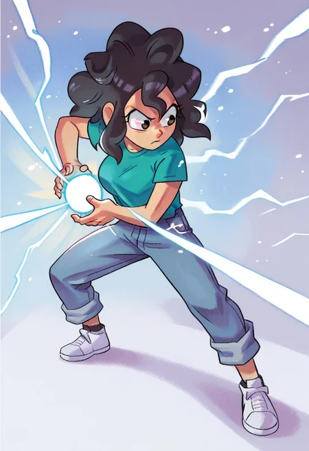 score_9, score_8_up, score_7_up, source_anime,    <lora:kamehameha charge stance:0.9> charge stance, kamehameha charge stance, energy ball, aura, electricity, 1girl,
elenamics, black hair, brown eyes,gren shirt, jeans, white sneakers, big breast