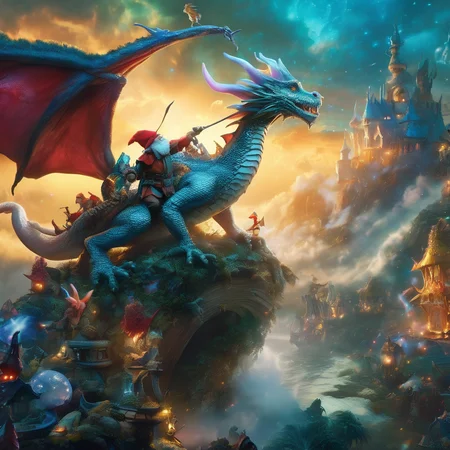 Fujifilm quality photograph (best quality)++, (masterpiece)++, (detailed)+, elf on the shelf fighting a Dragon, (fantasy illustration)1.3, enchanting Dragon battle elf on the shelf, mystical battle, (many gnomes battling)1.4 (whimsical charm).4 Otherworldly charm, mystical sky, (Luis Royo)1.2, (Yoshitaka Amano)1.1, moonlit night, soft colors, (detailed cloudscape)1.3, (high-resolution)1.2 (gnomes  battling everywhere)1.2 , <lora:DonM3t3rn1tyXL-v1.1:0.3> DonM3t3rn1tyXL <lora:DonMD1g174l4sc3nc10nXL:0.3> DonMD1g174l4sc3nc10nXL  <lora:Dragons:0.8> dragon  <lora:EnvyMagicalXL01:0.3> magical <lora:FantasyLandscape:0.8> FanLan