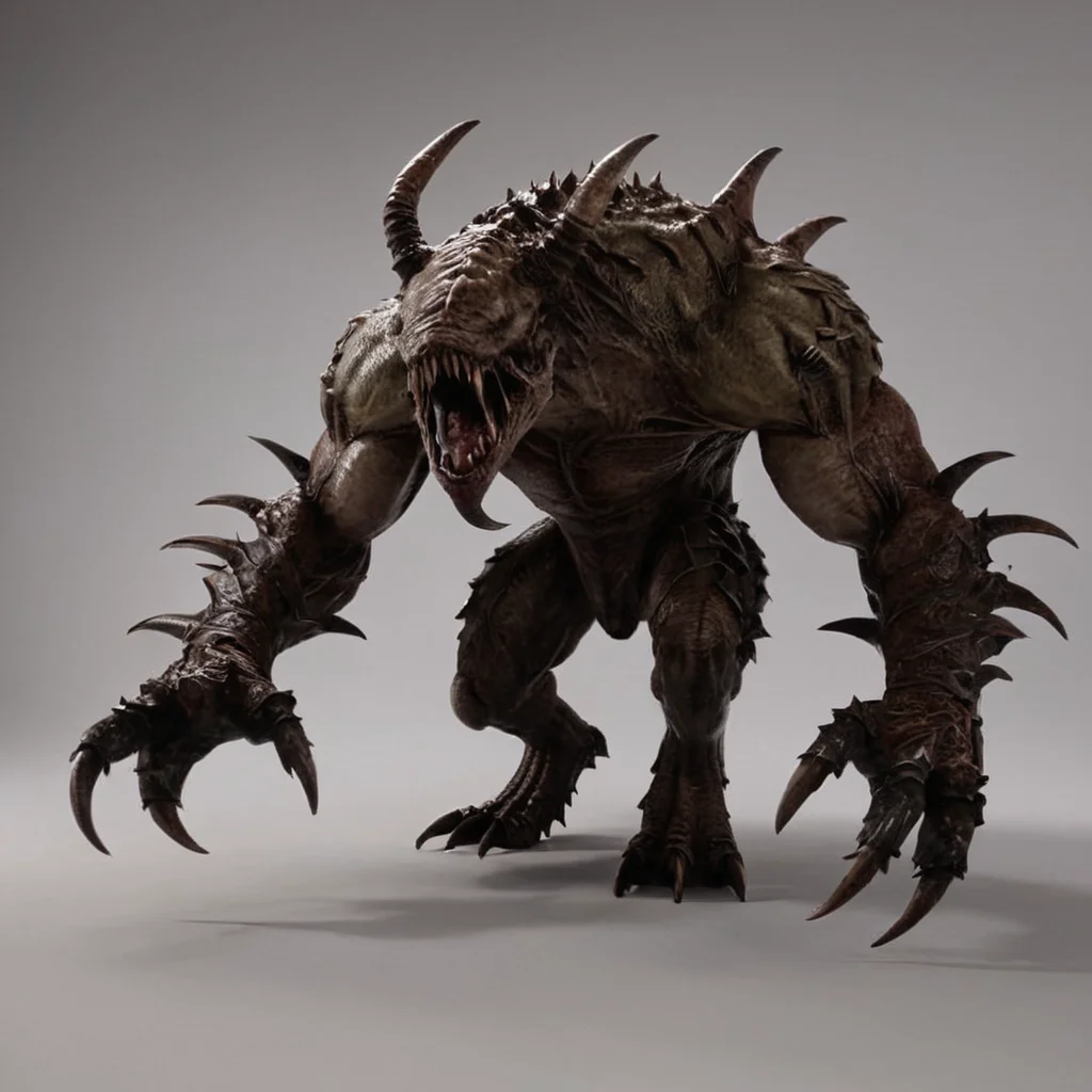 Horror-themed, cinematic film still of <lora:add-detail-xl:0.3>
<lora:detailed:0.3>
<lora:perfection style:0.3>
<lora:resident evil style:0.9>
<lora:Unreal Engine style:0.4>Unreal Engine style
Creatures a creature with claws and a head on its back,solo,simple background,white background,full body,teeth,no humans,muscular,colored skin,sharp teeth,claws,monster,extra arms ,horror themed, sharp, detailed, epic photography, artistic, dramatic light, cinematic style, film style, resident evil style, Eerie, unsettling, dark, spooky, suspenseful, grim, highly detailed