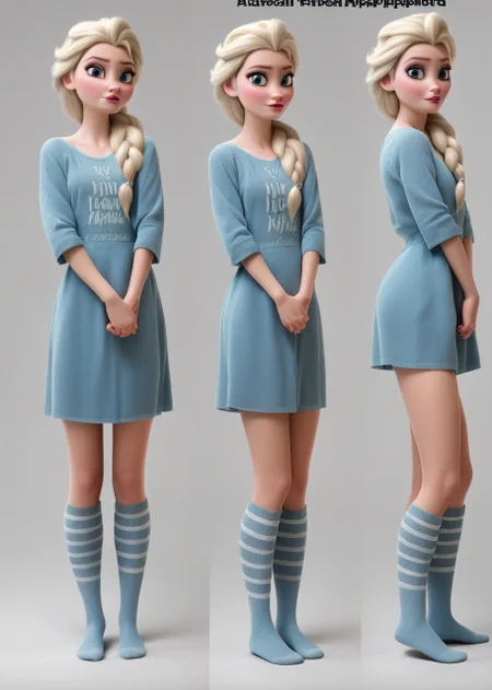 princess Elsa,, <lora:princess_pony_v1:0.5> 1girl knee socks <lora:AA_Ads_Only:.9> 445l34z3mult1, multiple views, , american apparel,, score_9, score_8_up, score_7_up, score_6, score_5, score_4,