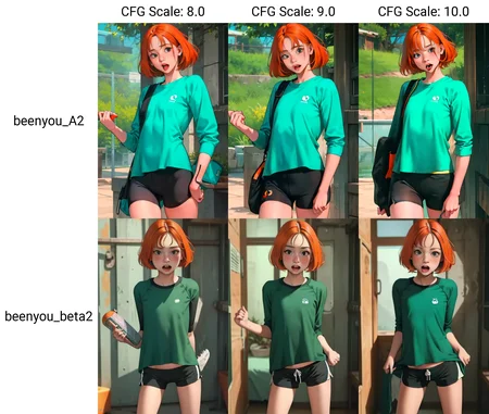 1girl, orange hair, green eyes, teenage, long shirt, training shorts, standing, looking at viewer, 
blush, open mouth, tongue out, half-closed eye