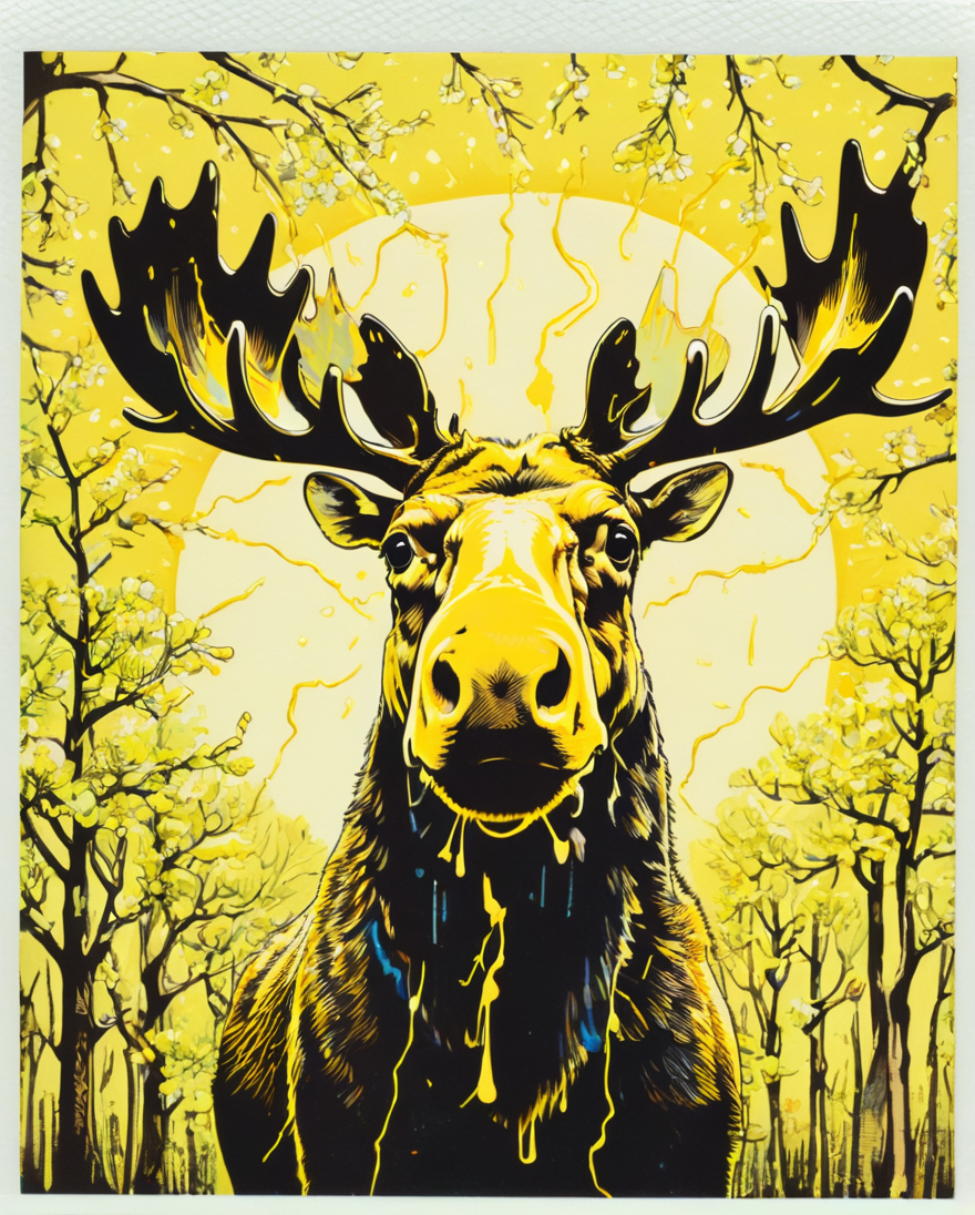 (electric yellow theme:0.7) , Absurd Moose, Spring, Instax, <lora:Ive_Got_The_Power:1>