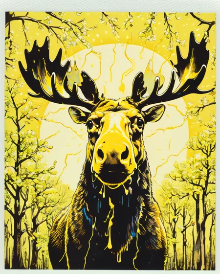 (electric yellow theme:0.7) , Absurd Moose, Spring, Instax, <lora:Ive_Got_The_Power:1>