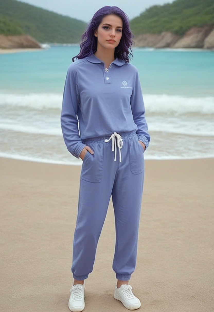 Stable_Yogis_PDXL_Positives 
<lora:train_Sweat_Suit_by_Stable_yogi_bsy_PONY:0.8>
 wearing a 99sweatsuit99 in Cyan color,   pockets, long sleeves, full body,  shoes,
beautiful face, Editorial makeup style, Shaggy layers hairstyle, Indigo purple hair_color, tropical beach with rocky cliffs