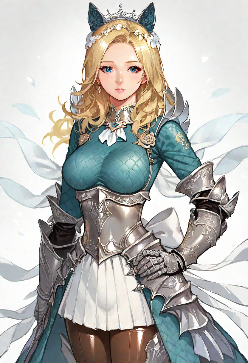 score_9,score_8_up,score_7_up, Expressiveh ,perfecteyes, source anime, beautiful eyes, shiny skin,  
delia_(mabinogi), delia_outfits_1, 1girl,  solo,  blonde hair, armor, blue eyes, armored dress, gauntlets, long hair, pantyhose,   hand on hip,  boots,  upper body,
 <lora:Pony_Lynn_Evie_Delia__Vindictus:0.8> <lora:Expressive_H:1> <lora:perfect-eyes:1>