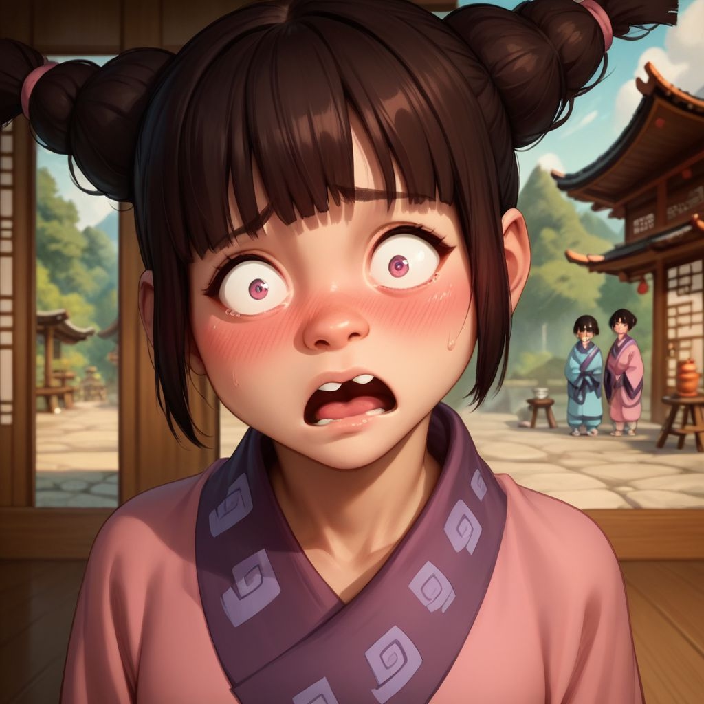 score_9, score_8_up, score_7_up, score_6_up, score_5_up, score_4_up, Meng, in a Japanese house, surprised look, blushing