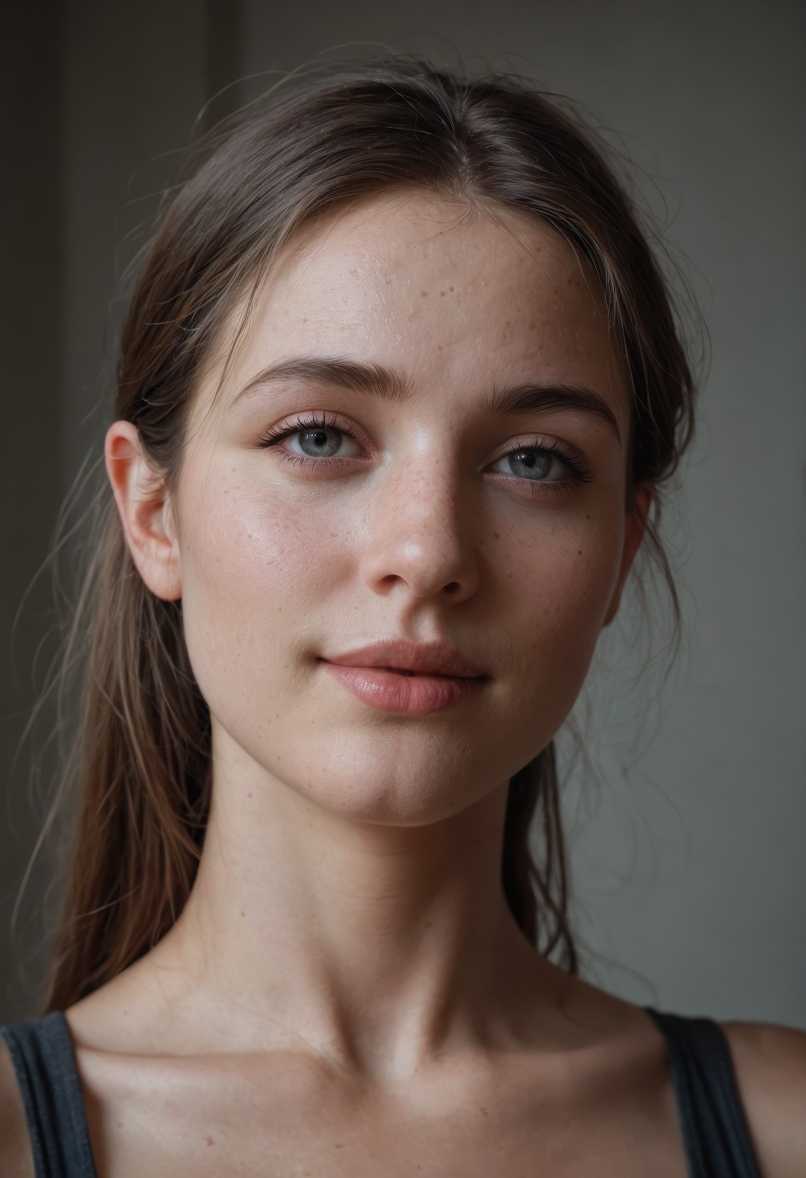 score_9, score_8_up, score_7_up, (masterpiece, best quality, ultra-detailed, realistic), (editorial photograph of a young woman), (highly detailed face:1.4) (smile:0.7) (background inside dark, moody, private study:1.3), rich colors, hyper realistic, lifelike texture, dramatic lighting, cinestill 800, dynamic angle