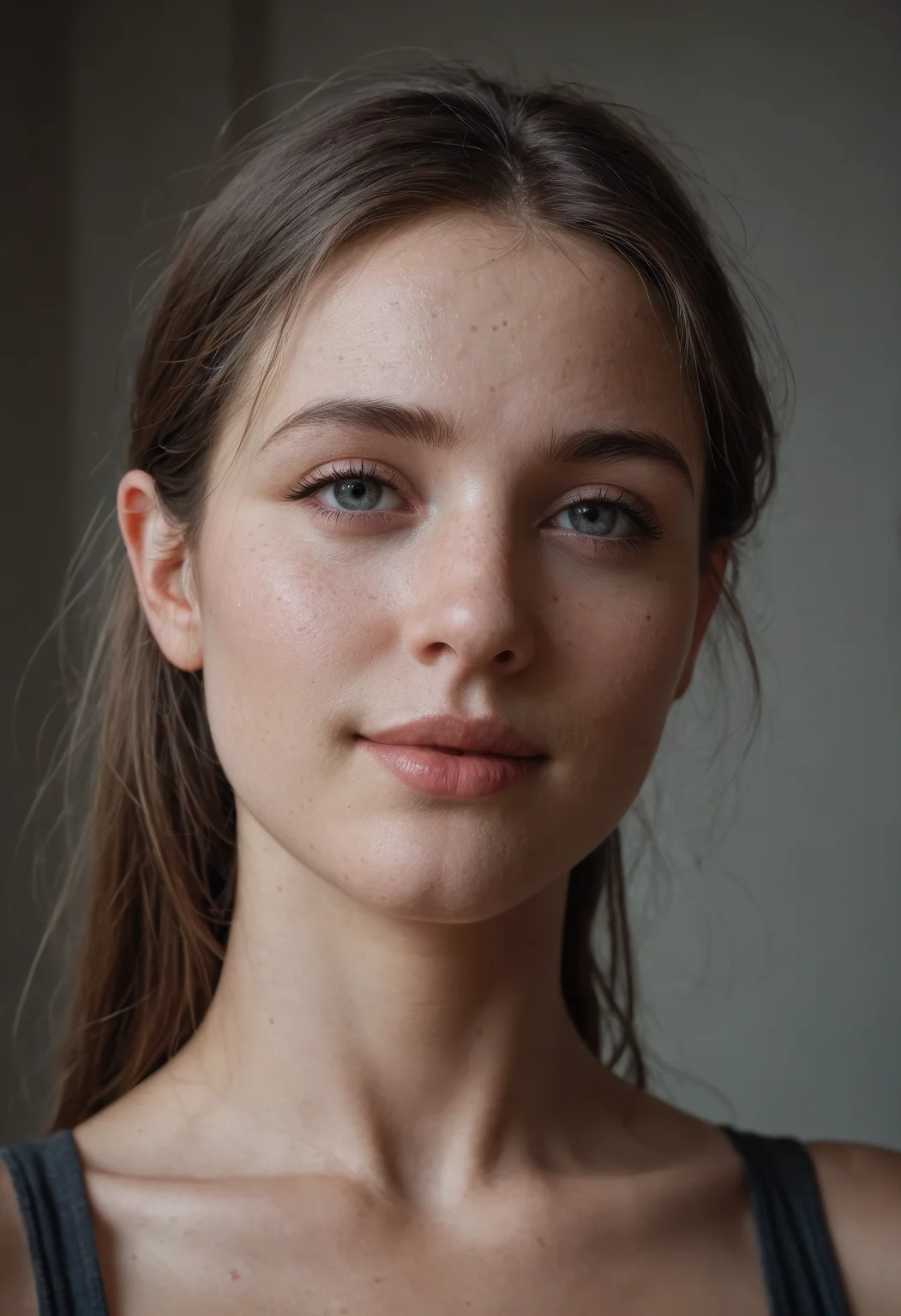 score_9, score_8_up, score_7_up, (masterpiece, best quality, ultra-detailed, realistic), (editorial photograph of a young woman), (highly detailed face:1.4) (smile:0.7) (background inside dark, moody, private study:1.3), rich colors, hyper realistic, lifelike texture, dramatic lighting, cinestill 800, dynamic angle