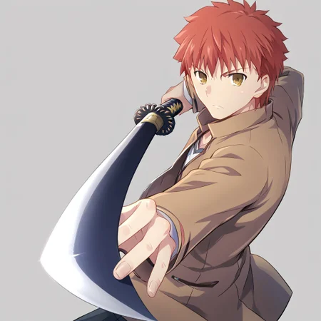 score_9, score_8_up, score_7_up, source_anime, shirouemiya, 1boy, male focus, homurahara academy school uniform, solo, school uniform, yellow eyes, red hair, jacket, long sleeves, brown jacket, shirt, short hair,
<lora:gatotsu-stance-ponyxl-lora-nochekaiser:1>, gatotsu stance, weapon, sword, katana, holding weapon, holding, holding sword, foreshortening,