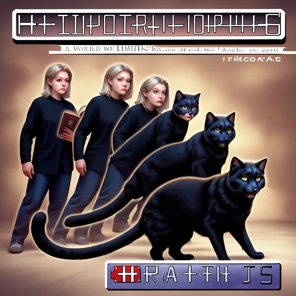 score_9, score_8_up,n
<lora:Animorph_-_pony:1> animorph, girl, morph, black cat , left to right transformation, multiple people, 4 stage transformation, gradual transformation, book cover