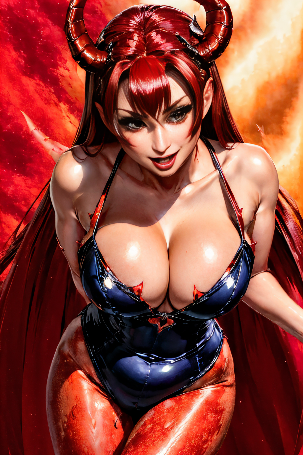 (Realistic:1.3) (EdobSuccubusRed:1.7) woman <lora:EdobSuccubusPelenkaReal_v1.0:1>