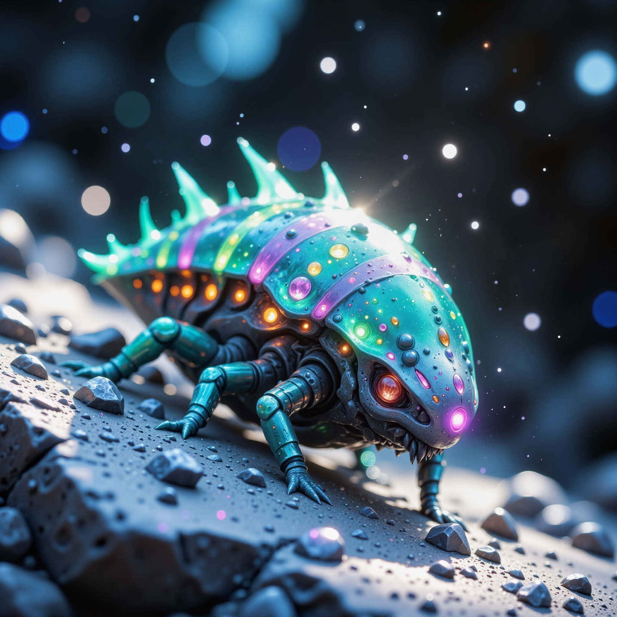 highly detailed, intricate, detailed background, award-winning macro photo, short depth of field, award-winning macro photo, (short depth of field:1.2), fractal art, the (diminutive:1.4) "striped ghostgonkler" is a (sublime:1.2) and (eldritch:1.1) (crystalline organism:1.1) roaming the vorbing crystalline ice plains of its homeworld "eastittyworld, formerly known as ittyworld", its sparkling aesthetic shell shimmering with iridescent colors in its paffling lair, (dappled sunlight:1.1), neon hues, golden ratio, in the style of ck-ovf, amanoer, arsmjstyle, dnddarkestfantasy, aidmafluxpro1.1, 
<lora:style-oneviolentfantasy-ep21-flux-by_chronoknight:0.4> 
<lora:style-yoshitaka_amano-elden_ring-flux-by_alicient:0.68> 
<lora:style-dnd_dark_fantasy-flux-by_arsmachina:0.52> 
<lora:flux_pro1.1_detailer-v0.2-flux-by_aidma:0.44>