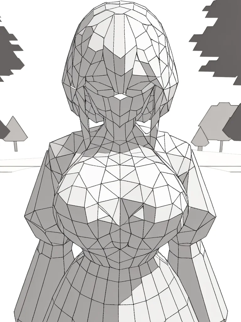 masterpiece,(best quality),highly detailed,ultra-detailed,large breasts,park,
1girl,facing viewer,monochrome,low poly,<lora:LPWF:1>,