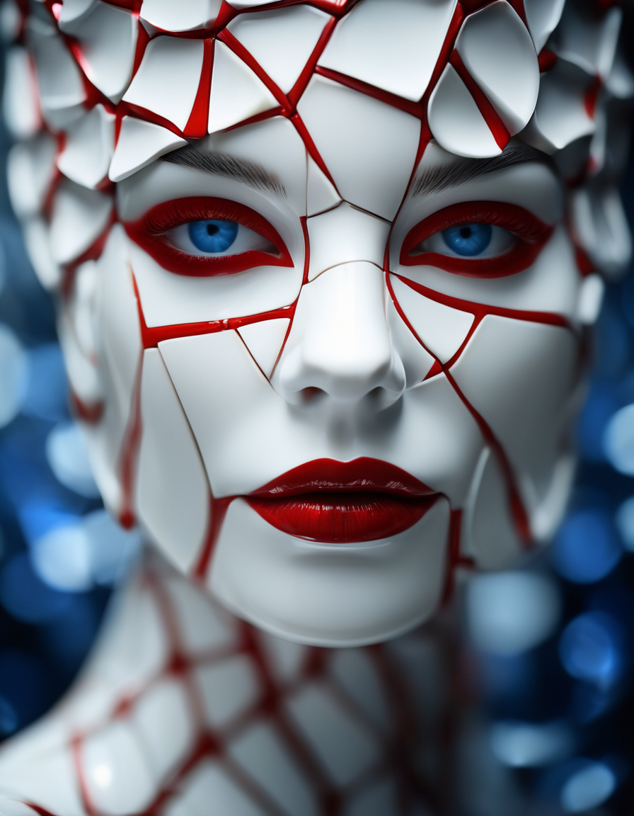 cinematic still fflix_shards, 1girl, blue eyes, red lips, porcelain . emotional, harmonious, vignette, highly detailed, high budget, bokeh, cinemascope, moody, epic, gorgeous, film grain, grainy", "cinematic photo fflix_shards, 1girl, blue eyes, red lips, porcelain . 35mm photograph, film, bokeh, professional, 4k, highly detailed", "fflix_shards, 1girl, blue eyes, red lips, porcelain, intricate, elegant, highly detailed, digital painting, artstation, concept art, smooth,b sharp focus, illustration, octane render, art by serafleur
 <lora:ShardsXL-000007:1>
 <lora:SDXL_FILM_PHOTOGRAPHY_STYLE_BetaV0.4:0.25> film photography style, light grain, medium grain, heavy grain