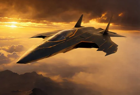 A single stealth fighter jet flies just feet above a thick cloud cover, with the sun behind it, casting a stunning yellow and orange glow over everything. The aircraft features a sleek blended wing body design, reminiscent of Lockheed and Boeing's conceptual art for fifth-generation fighters and top-secret space planes. This scene evokes elements of the B-2 bomber and advanced military drones, suggesting cutting-edge technology and futuristic warfare.
Imagined as a high-detail, hyperrealistic painting, this piece combines the artistic styles of Jason Felix, Robert Peak, and John Luke, blending the realism of a movie still with the grandeur of a masterpiece. The jet, possibly part of a secret project at Roswell Air Base or a NASA endeavor, is rendered in award-winning, super high-resolution quality, suitable for 4K, 8K, or even 16K displays.