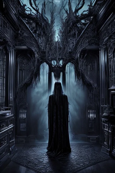 a ghostly woman in a dark gothic bedroom, late night,
all humman anatomy is completly correct, (((gothic bedroom))),
very low light,nighttime, low wattage blue neon lights  high on effects,apparition,ghost,spirit,dead,angry,aggressivplane,making it a captivating,if not spine-chilling,sight to behold.,paranormal,dark eroticism, gorgeous, yearning for what was lost with life, full view,epoxy_skull,
intricate,etherthral,paranormal,eternal,erotic horror,by sithandwesson,MJgothic,gothichorrorai,GothInt,gothicpunkai,OverallDetail,gothichorrorai,
highly detailed texture, best quality, colourful, ultra realistic image, (ultra HD quality details), fantasy, huge depth to image, detailed background,(high_budget_Hollywood_action_film_shot:0.6), moody:crisp, epic, gorgeous, movie-poster, epic lighting, deep shadows, epic skin detail,