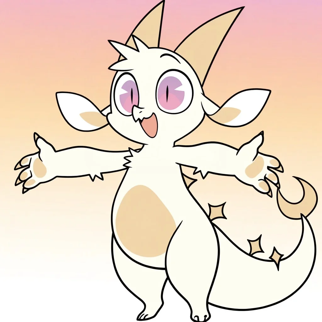 masterpiece, best quality, amazing quality, official style, fw3nchfwy, furry, anthro, solo, dragon, white fur, two-tone fur, horns, short hair, purple eyes, slit pupils, floppy ears, claws, spikes on back, tail, standing, happy, arms outstretched, open mouth, gradient background