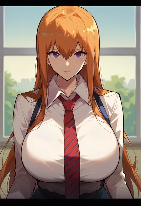 score_9, score_8_up, score_7_up, score_6_up, BREAK
mature female, curvy, huge breasts, huge thighs, 1girl,solo,long hair,looking at viewer,bangs,blue eyes,brown hair,shirt,hair between eyes,closed mouth,purple eyes,white shirt,necktie,collared shirt,orange hair,letterboxed,red necktie,portrait,makise kurisu <lora:PulenKompot-ASK_Style_PONYXL:1> ask
