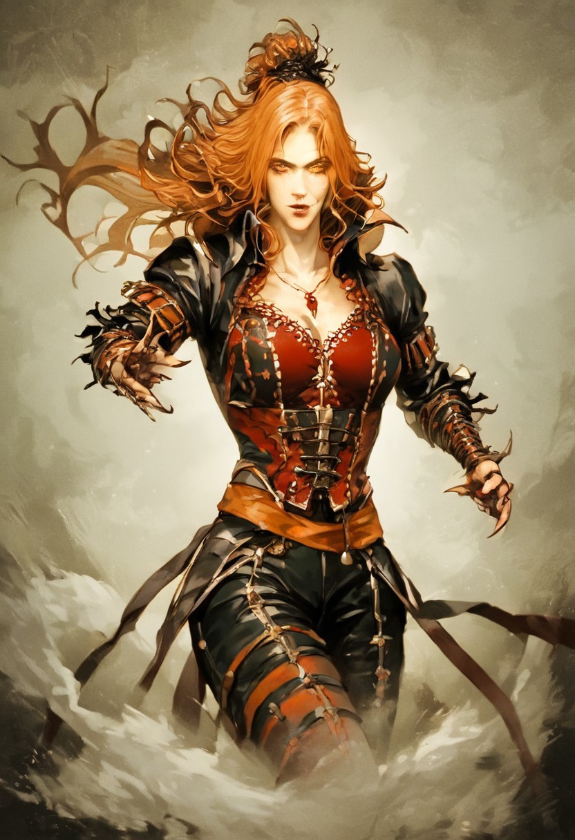 score_9, score_8_up, score_7_up, source_ Sybille danning, masterpeace, Score_9, score_8_up, score_7_up, source_anime, source_castelvania, (Sybille_danning:1.7), (octobre inspired of castelvania:1.5),solo Beautiful sexy woman from the 80's movie high quality hyper detailed masterpiece best quality, Perfect anatomy, good anatomy, beautiful female face, (Sybille danning is a sexy vampire hunter in a fantasy gothique town:1.6), (sexy vampire hunter uniforme:1.7), leather pant, gear, action pose, full body, full clothed, sexy action pose, (1girl:1.5), medium breasts, sexy vampire hunter woman and curvy body, nigth, in the style of amano yoshitaka,