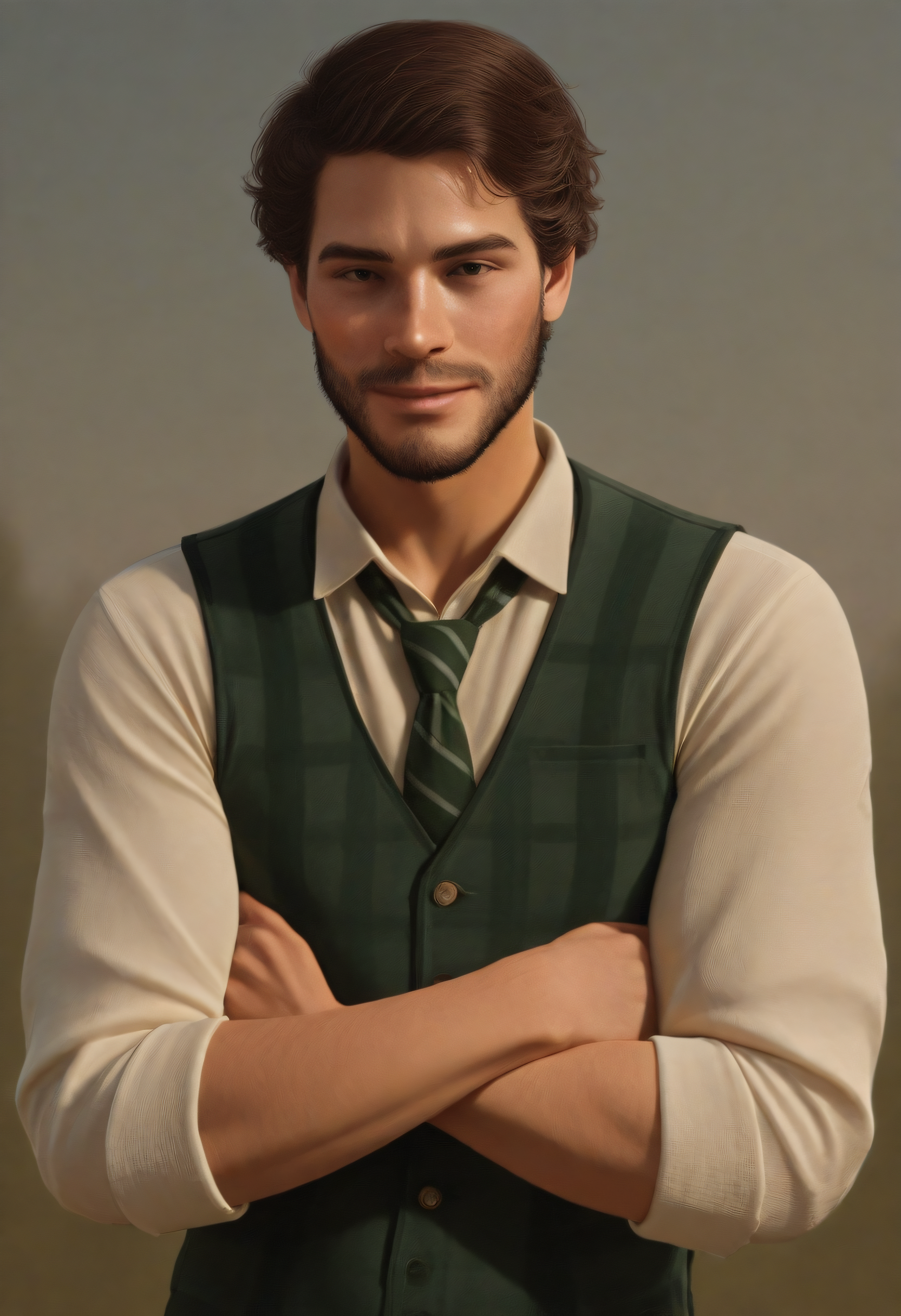embedding:Illustrious\Positive\IllustriousQual, embedding:Illustrious\Positive\IllusP0s, 1boy, arms crossed, freckles, male focus, mole, old, sebsallow, solo, beard, grown up, high resolution, best quality, masterpiece