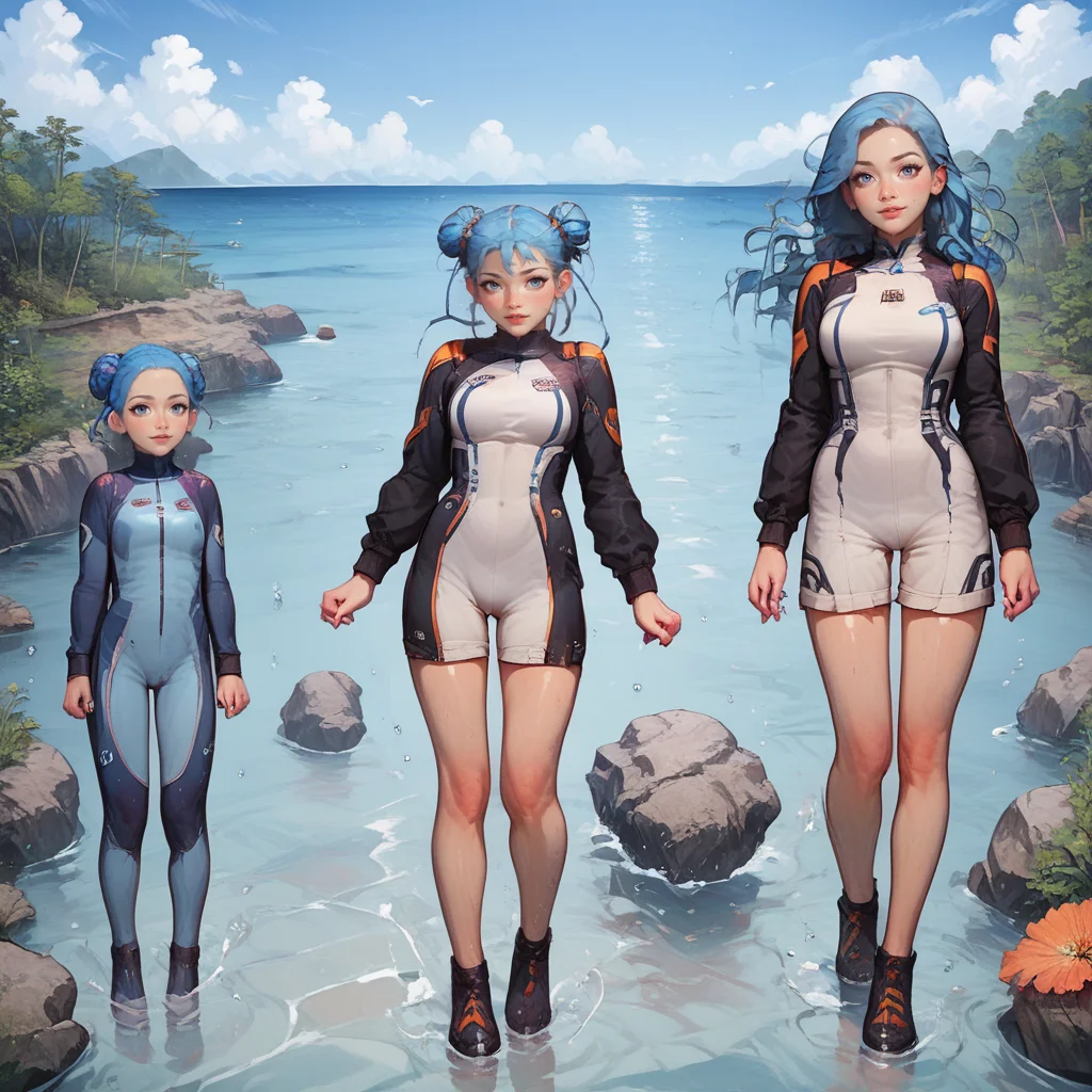 (score_9,score_8_up,score_7_up), electric blue hair,, double buns ,(all the girls wearing diving suit:1.7) , ((always 3 girls)),
BREAK
(detailed background:1.3),
BREAK
<lora:Age_difference_Lascalae_r1:1>, 4ge_pr0gress1on_lascalae, age difference, triptych, 3 girls, multiple view, clothed, sfw,
<lora:backgroundsetXL:0.7>, ocean, full of fish, atlantis, sea,