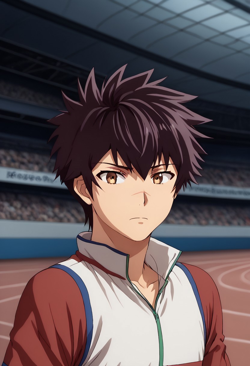 high resolution, solo, best quality, 1Boy, Kanata Hoshijima, Black hair, Brown Eyes, Foreground sharp, background blurred, focused, introspective,