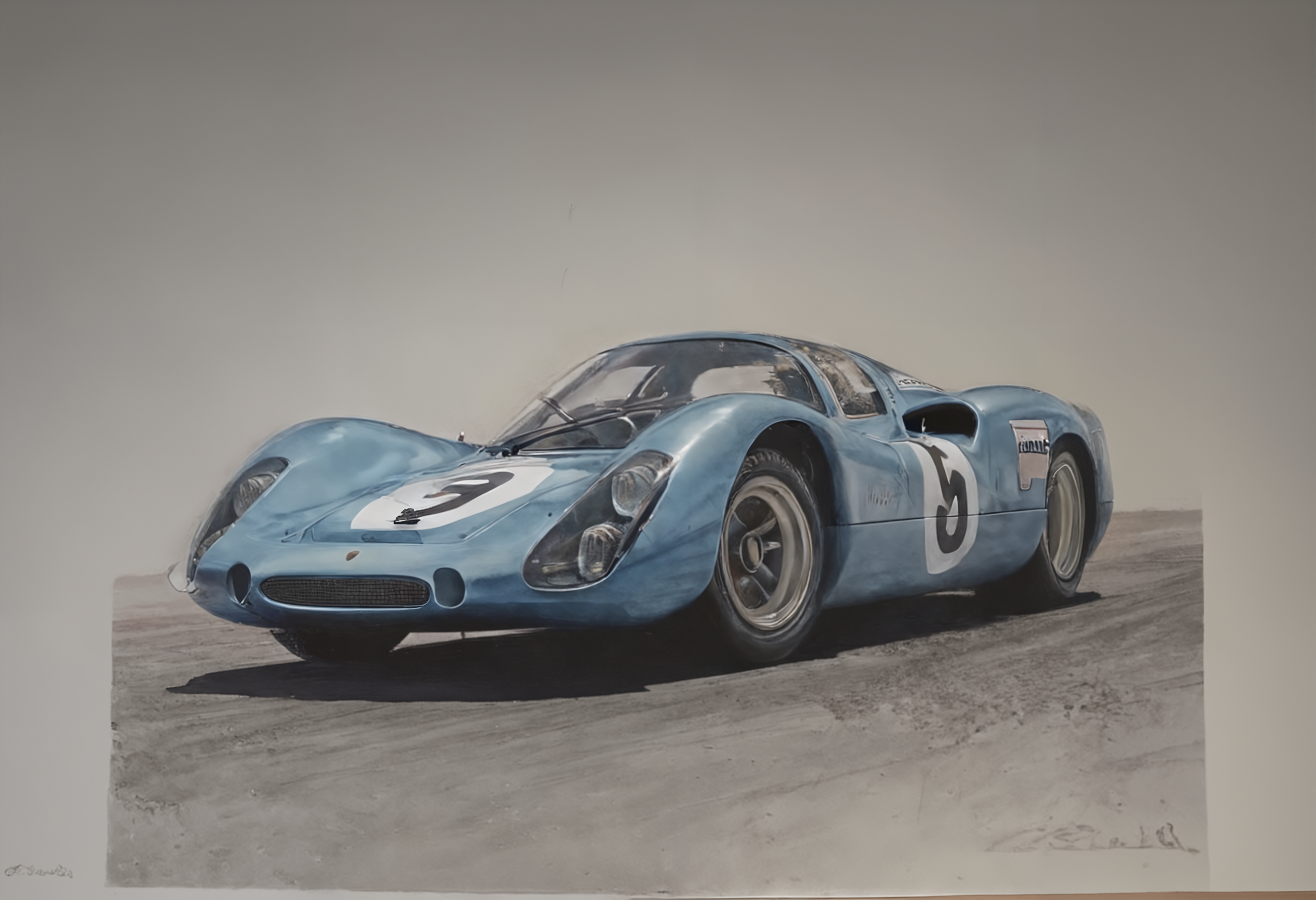 a (in the style of nicola samori:1.5) (lithograph oil pastel drawing:1.25) of a  Peacock Blue porsche 908 porsche908,  l960sm1deng1ne, in the dust at Riverside race track  in Moonlit Night: Moonlight casting a silvery glow, providing a mystical and romantic atmosphere., dynamic motion blur, front 3/4 view , (( low view )),  dark, chiaroscuro, low-key  low color saturation, concept art, perfect composition, masterpiece, professional photography, zeiss lens, shot on dslr 64 megapixels, sharp focus, intricately detailed, dramatic, tilt shift, f/32,
