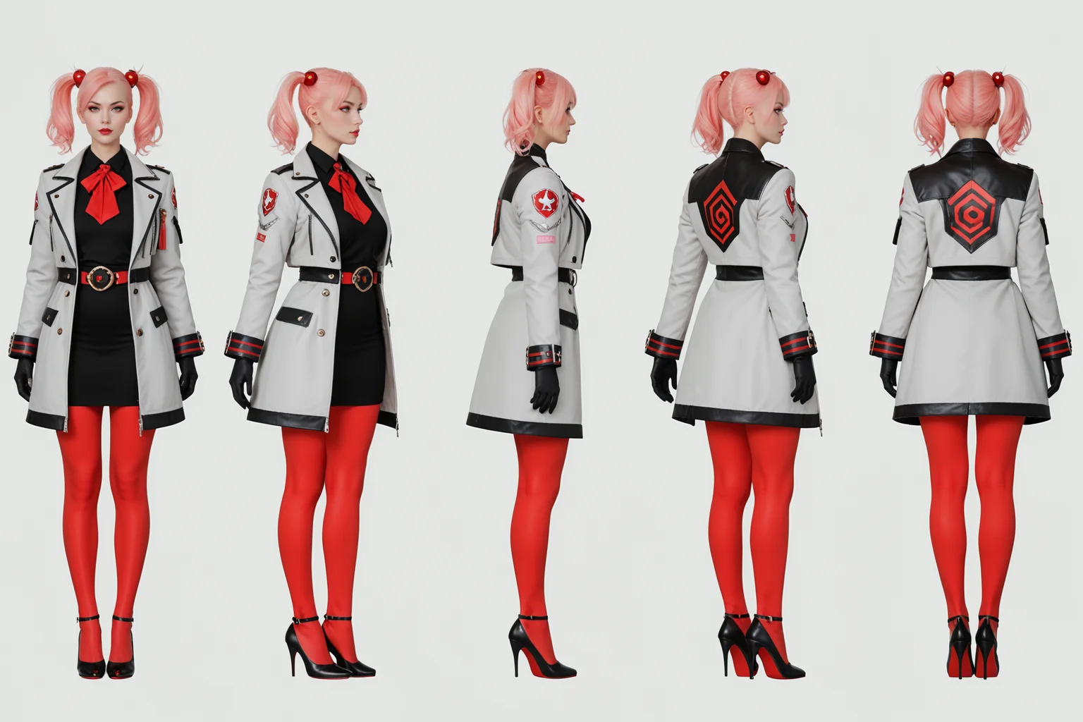 score_9, score_8_up, score_7_up, score_6_up, score_5_up, score_4_up,
(VIEWS:0), full body character turnaround of 1girl, Multiple views of the same character in the same outfit, simple background, white background,
(theme:0),
(rank:0), anime character, female, pink twin-tails, gray jacket, asymmetrical coat, black gloves, high heels, red accents, intricate design, futuristic, cosplay, stylish, detailed, fashion design, sleek, modern, artistic,
<lora:bg3TurnXL_v1_pony:0.1>
<lora:Witcher3turn_v1_Pony:0.1>
<lora:medieval2turn_v1_Pony:0.1>
<lora:CharTurnXL_v4_Pony:0.6>
<lora:bg3TurnXL_v1:0.1>
<lora:Witcher3TurnXL_v1:0.1>
<lora:Medieval2TurnXL_v1:0.1>
<lora:CharTurnXLRetag_v4:0.1>