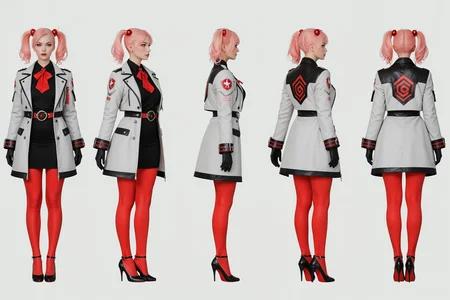 score_9, score_8_up, score_7_up, score_6_up, score_5_up, score_4_up,
(VIEWS:0), full body character turnaround of 1girl, Multiple views of the same character in the same outfit, simple background, white background,
(theme:0),
(rank:0), anime character, female, pink twin-tails, gray jacket, asymmetrical coat, black gloves, high heels, red accents, intricate design, futuristic, cosplay, stylish, detailed, fashion design, sleek, modern, artistic,
<lora:bg3TurnXL_v1_pony:0.1>
<lora:Witcher3turn_v1_Pony:0.1>
<lora:medieval2turn_v1_Pony:0.1>
<lora:CharTurnXL_v4_Pony:0.6>
<lora:bg3TurnXL_v1:0.1>
<lora:Witcher3TurnXL_v1:0.1>
<lora:Medieval2TurnXL_v1:0.1>
<lora:CharTurnXLRetag_v4:0.1>