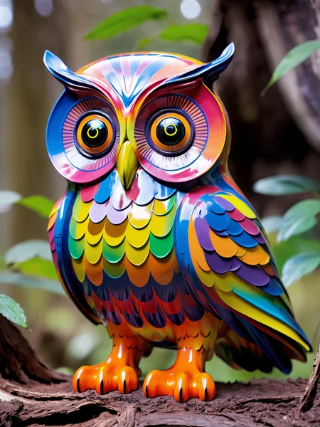 ais-colorfulplastic owl carefully tracking its prey <lora:Colorful_Plastic_SDXL:1>