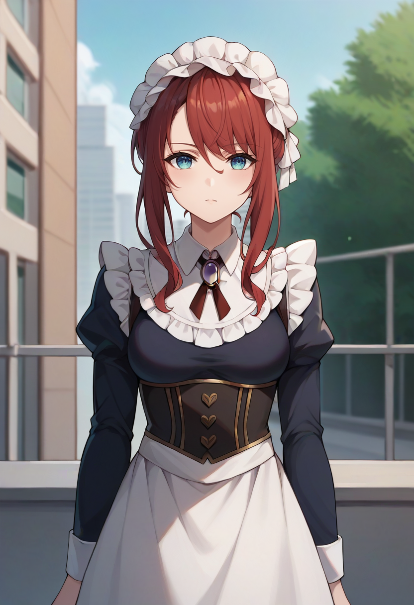 score_9,score_8_up,score_7_up,score_6_up,score_5_up,score_4_up,
1girl, ilia coral, long hair, breasts, maid, mob cap, maid apron, long sleeves, brooch, corset, 
solo, cowboy shot, outdoors, city, looking at viewer,
<lora:iliaponyxl-10:1>